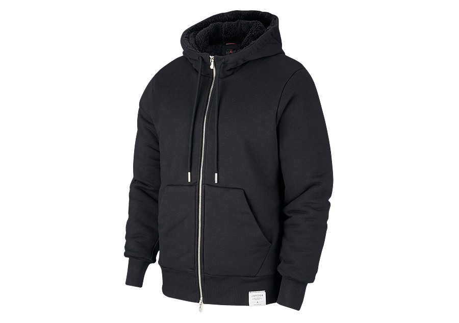 NIKE AIR JORDAN BLACK CAT SHERPA FLEECE FULL ZIP HOODIE BLACK price 122.50 Basketzone