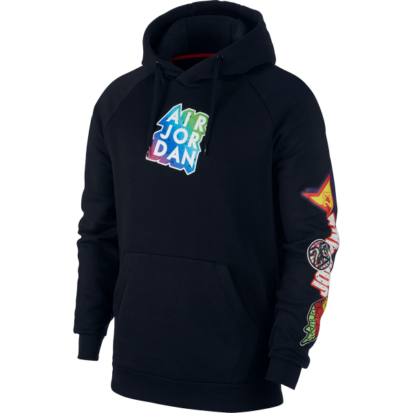 NIKE AIR JORDAN JUMPMAN STICKER PULLOVER HOODIE BLACK