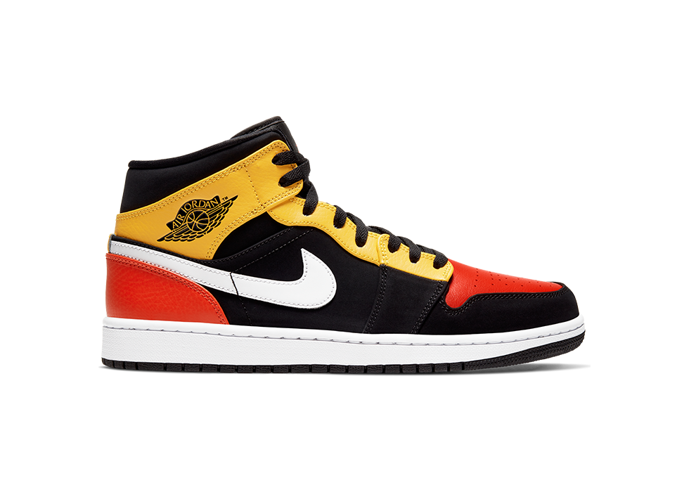 NIKE AIR JORDAN 1 RETRO MID SE BLACK AMARILLO ORANGE