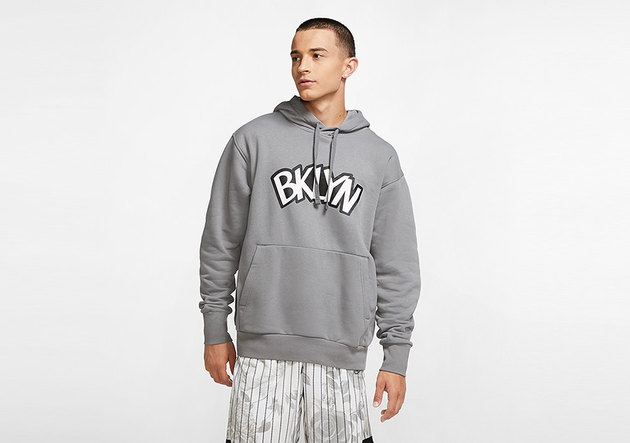 Jordan Brand Brooklyn Nets Charcoal Statement Edition Pullover Hoodie Size: Medium