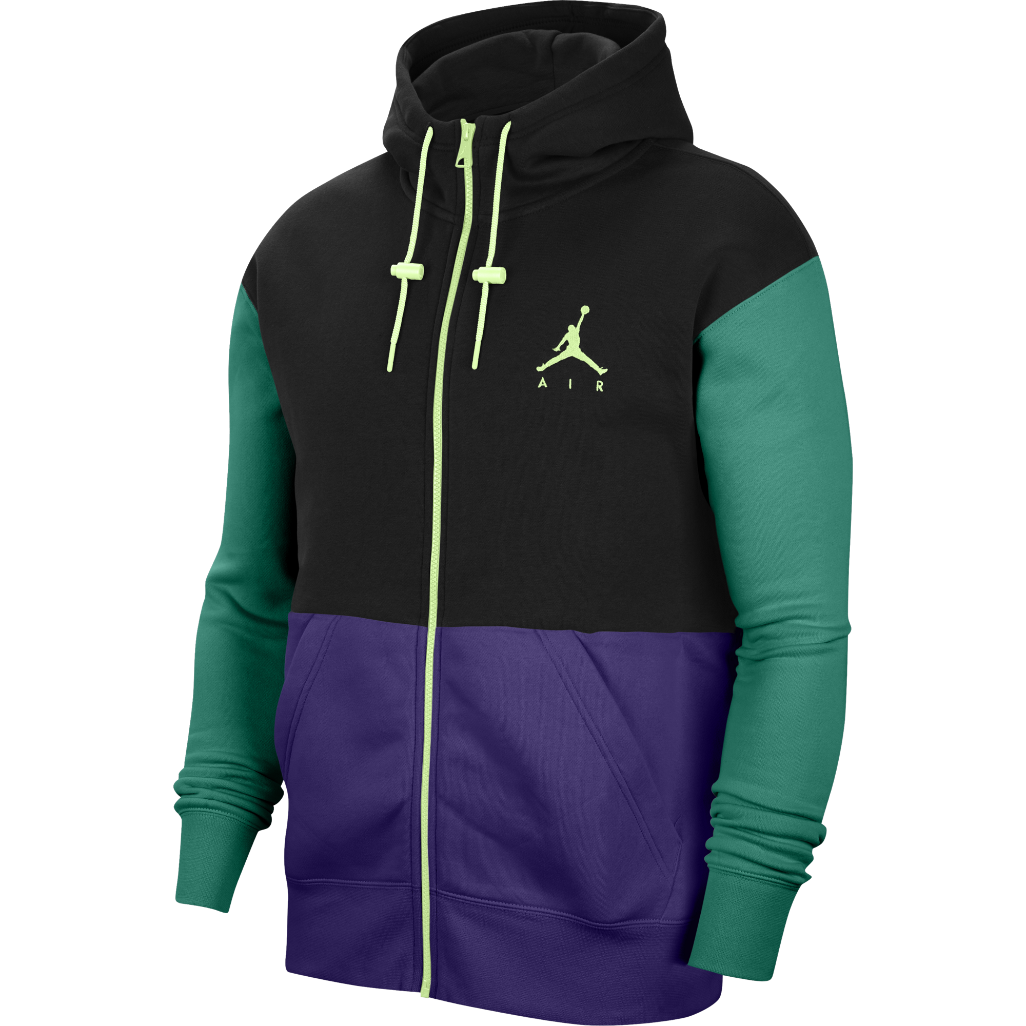 NIKE AIR JORDAN JUMPMAN AIR FLEECE FULL-ZIP HOODIE BLACK COURT PURPLE
