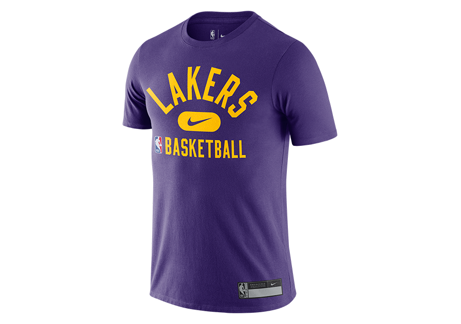 NIKE NBA LOS ANGELES LAKERS DRI-FIT THE TEAM'S PRACTICE TEE COURT PURPLE